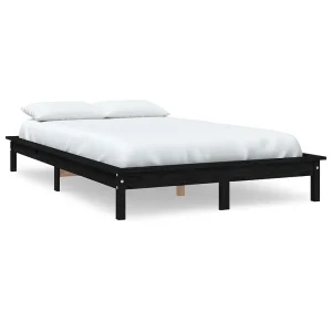 Bedframe massief grenenhout zwart 140×190 cm Bedframe massief grenenhout zwart 140×190 cm
