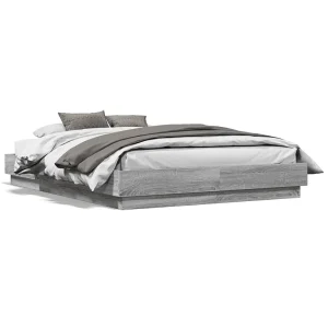 Bedframe bewerkt hout grijs sonoma eikenkleurig 120×190 cm Bedframe bewerkt hout grijs sonoma eikenkleurig 120×190 cm