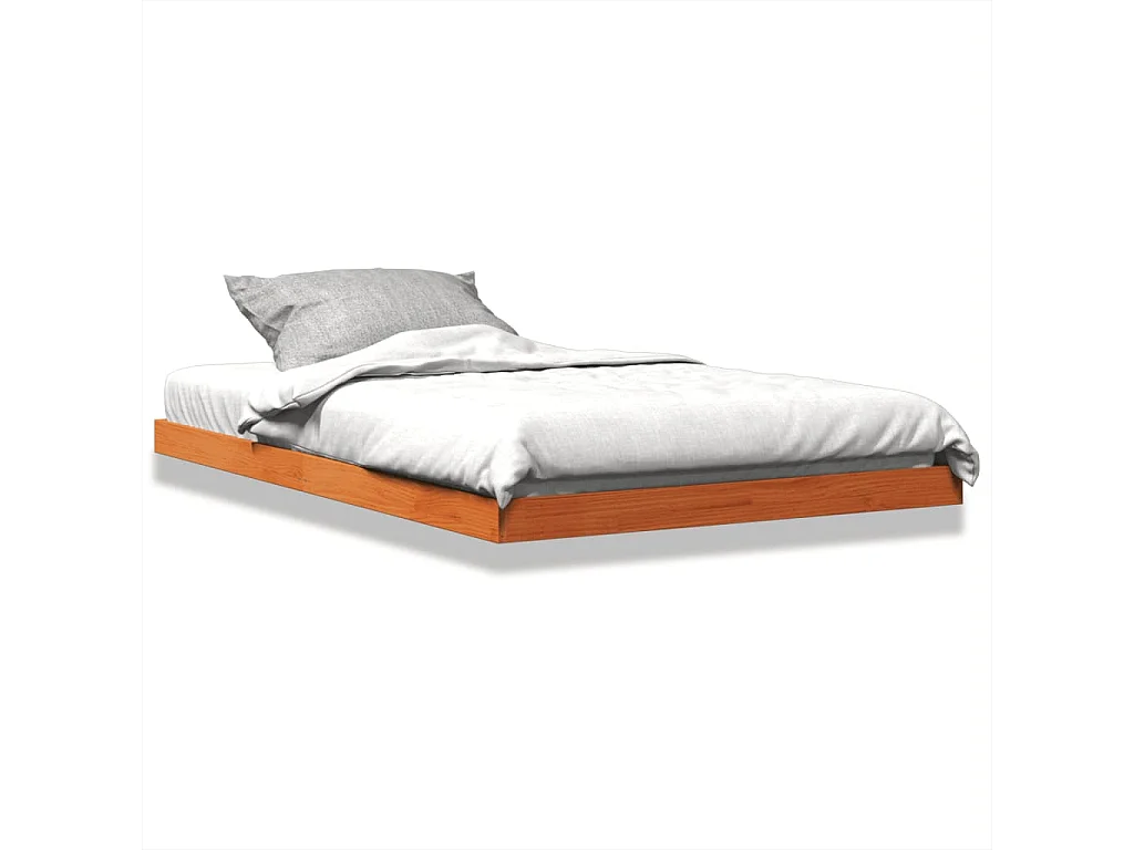 Bedframe massief grenenhout wasbruin 120x190 cm
