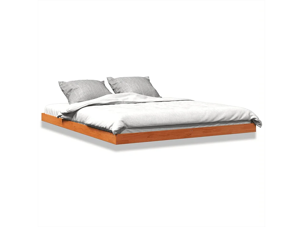 Bedframe massief grenenhout wasbruin 150x200 cm