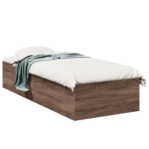 Bedframe bewerkt hout bruin eikenkleur 90×190 cm Bedframe bewerkt hout bruin eikenkleur 90×190 cm
