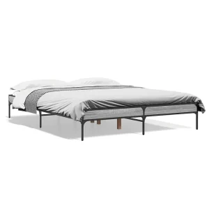 Bedframe bewerkt hout metaal grijs sonoma eiken 160×200 cm Bedframe bewerkt hout metaal grijs sonoma eiken 160×200 cm