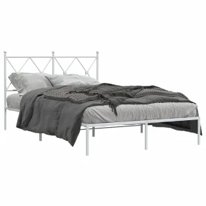 Bedframe met hoofdbord metaal wit 120×190 cm Bedframe met hoofdbord metaal wit 120×190 cm