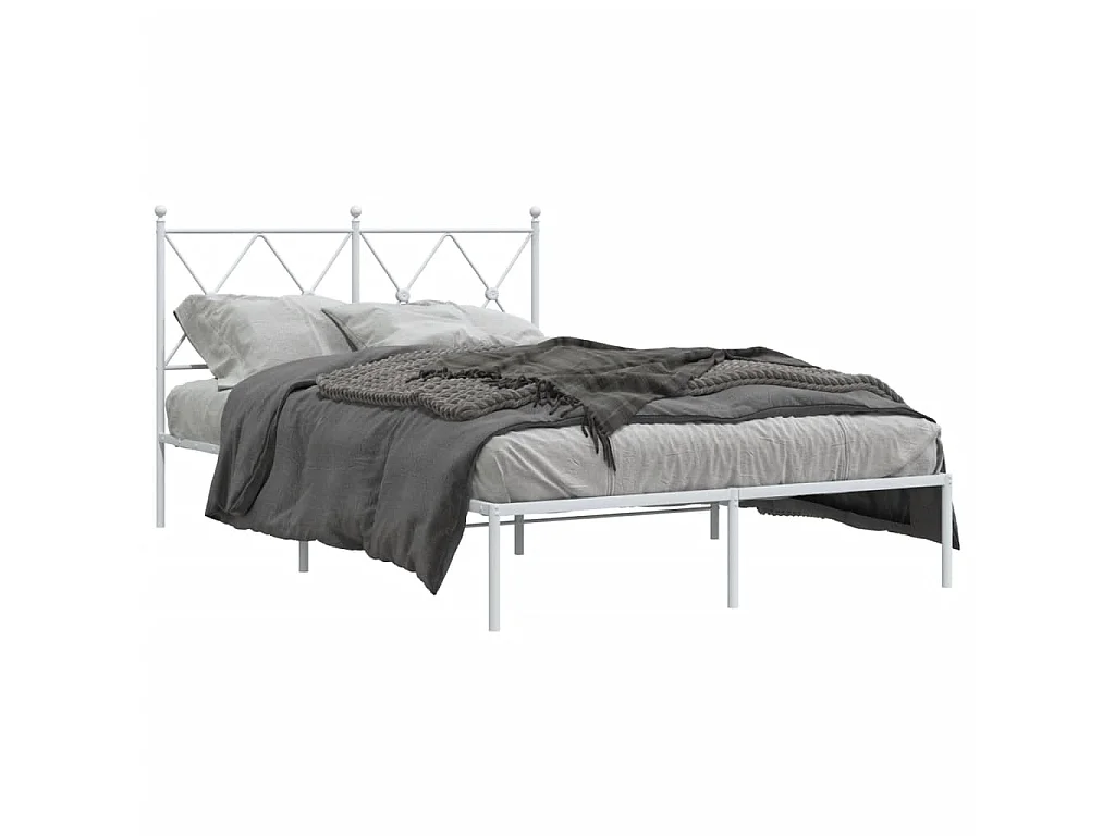 Bedframe met hoofdbord metaal wit 120x190 cm