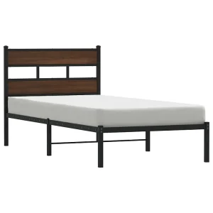 Bedframe met hoofdbord zonder matras bruin eiken 100×200 cm Bedframe met hoofdbord zonder matras bruin eiken 100×200 cm