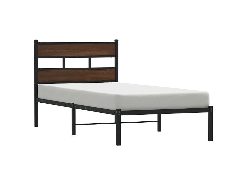 Bedframe met hoofdbord zonder matras bruin eiken 100x200 cm