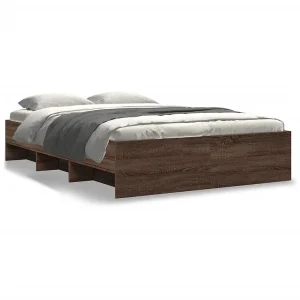 Bedframe zonder matras bewerkt hout bruin eikenkleur 140×190 cm Bedframe zonder matras bewerkt hout bruin eikenkleur 140×190 cm