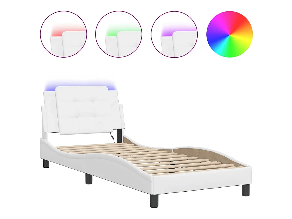 Bedframe met LED zonder matras "Zadar" wit 100x200 cm