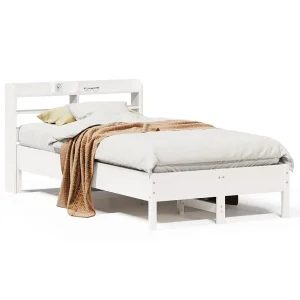 Bedframe zonder matras massief grenenhout wit 90×200 cm Bedframe zonder matras massief grenenhout wit 90×200 cm