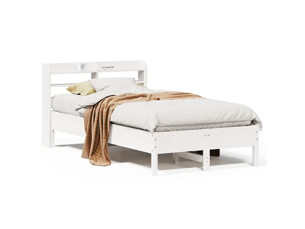 Bedframe zonder matras massief grenenhout wit 90x200 cm