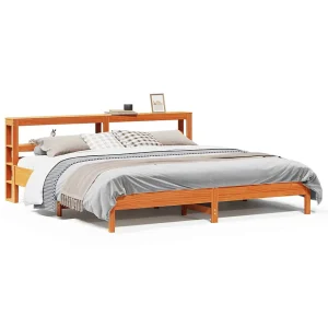 Bedframe zonder matras massief grenenhout wasbruin 200×200 cm Bedframe zonder matras massief grenenhout wasbruin 200×200 cm