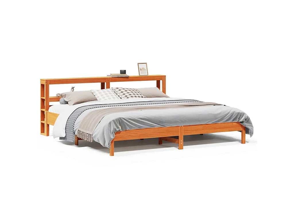 Bedframe zonder matras massief grenenhout wasbruin 200x200 cm