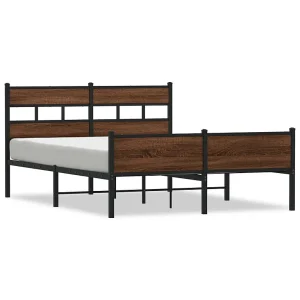 Bedframe zonder matras bewerkt hout bruin eikenkleur 140×200 cm Bedframe zonder matras bewerkt hout bruin eikenkleur 140×200 cm
