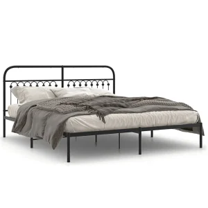 Bedframe met hoofdbord metaal zwart 183×213 cm Bedframe met hoofdbord metaal zwart 183×213 cm