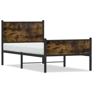 Bedframe zonder matras metaal gerookt eikenkleurig 80×200 cm Bedframe zonder matras metaal gerookt eikenkleurig 80×200 cm