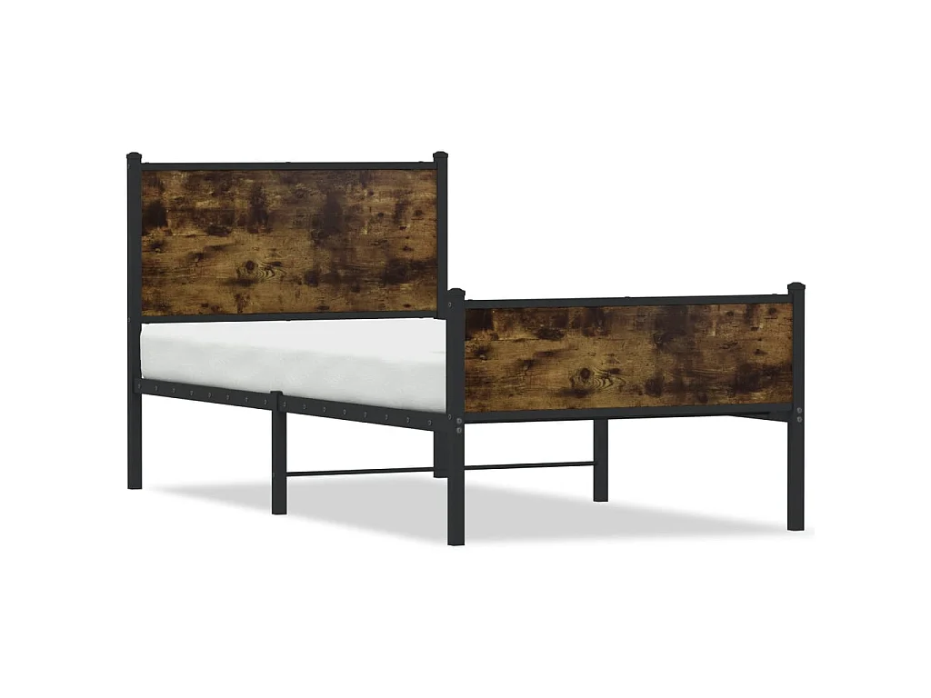 Bedframe zonder matras metaal gerookt eikenkleurig 80x200 cm