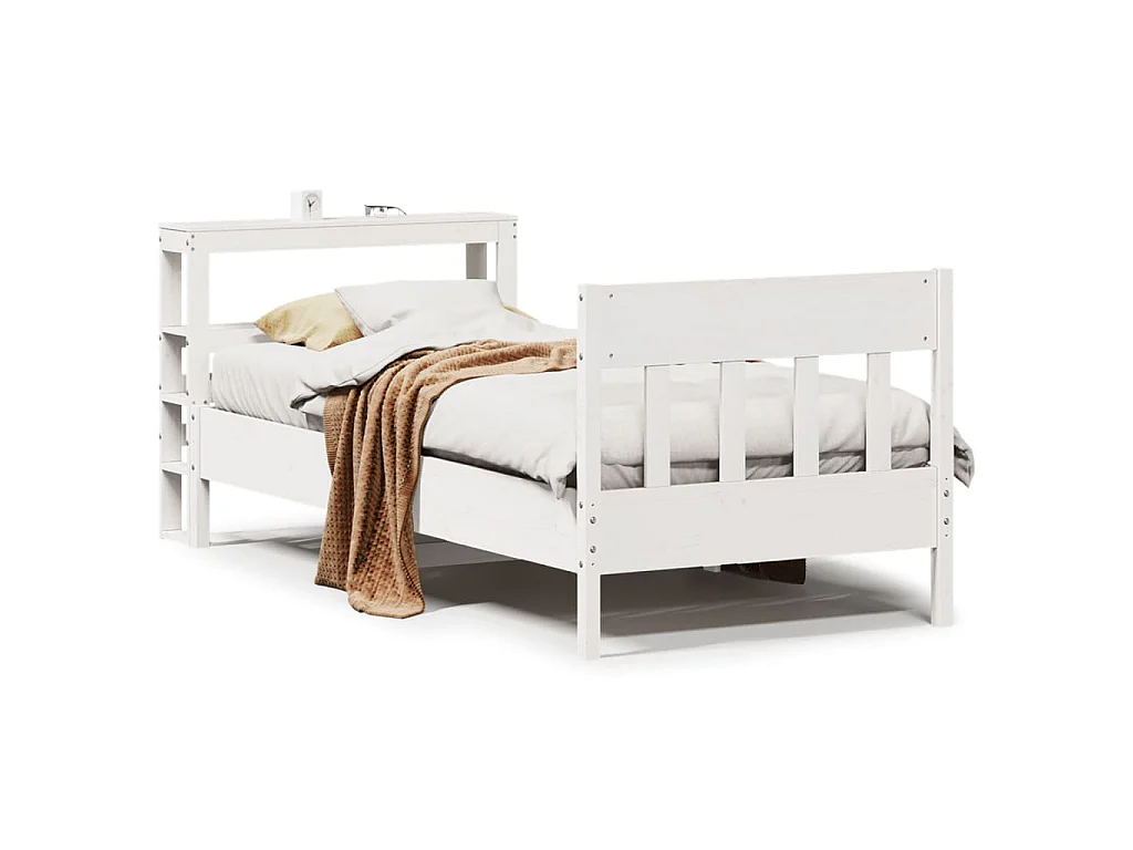 Bedframe zonder matras massief grenenhout wit 90x190 cm
