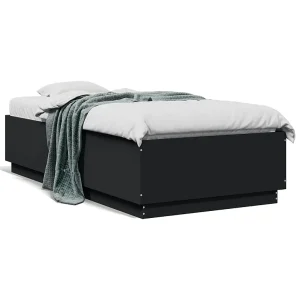 Bedframe bewerkt hout zwart 75×190 cm Bedframe bewerkt hout zwart 75×190 cm