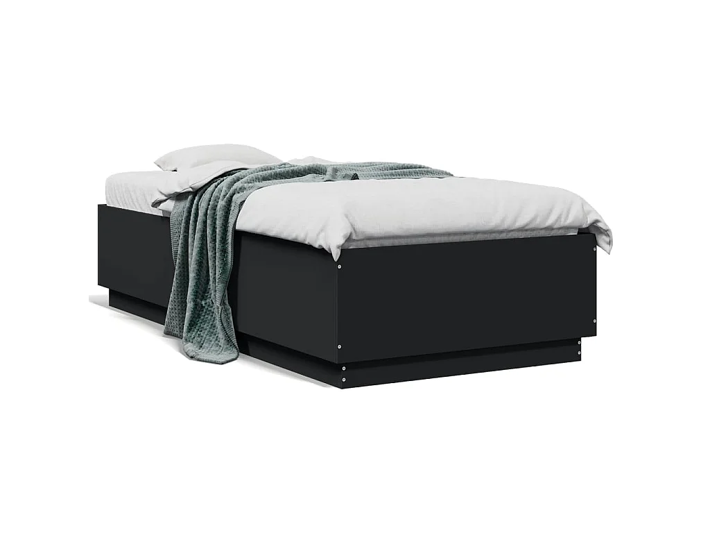 Bedframe bewerkt hout zwart 75x190 cm