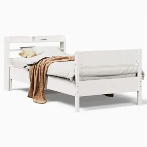 Bedframe zonder matras massief grenenhout wit 90×190 cm Bedframe zonder matras massief grenenhout wit 90×190 cm