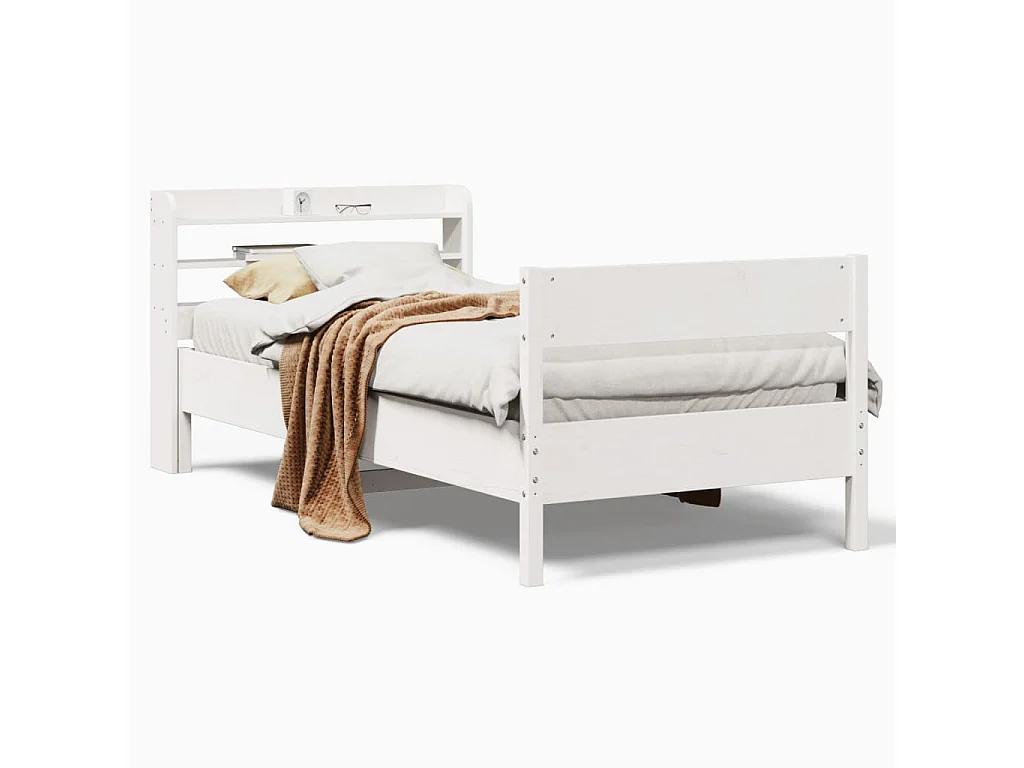 Bedframe zonder matras massief grenenhout wit 90x190 cm