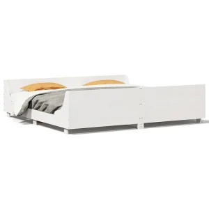 Bedframe zonder matras massief grenenhout wit 180×200 cm Bedframe zonder matras massief grenenhout wit 180×200 cm