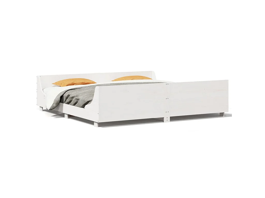 Bedframe zonder matras massief grenenhout wit 180x200 cm
