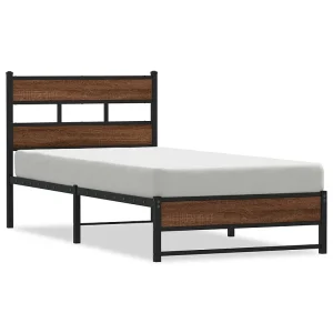 Bedframe zonder matras metaal bruin eikenkleurig 90×190 cm Bedframe zonder matras metaal bruin eikenkleurig 90×190 cm