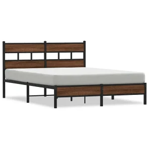 Bedframe zonder matras bewerkt hout bruin eikenkleur 137×190 cm Bedframe zonder matras bewerkt hout bruin eikenkleur 137×190 cm