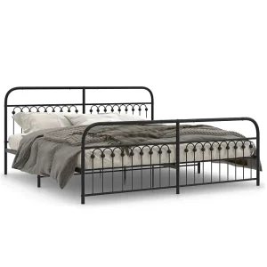 Bedframe met hoofd- en voeteneinde metaal zwart 193×203 cm Bedframe met hoofd- en voeteneinde metaal zwart 193×203 cm