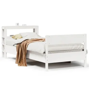 Bedframe zonder matras massief grenenhout wit 90×200 cm Bedframe zonder matras massief grenenhout wit 90×200 cm