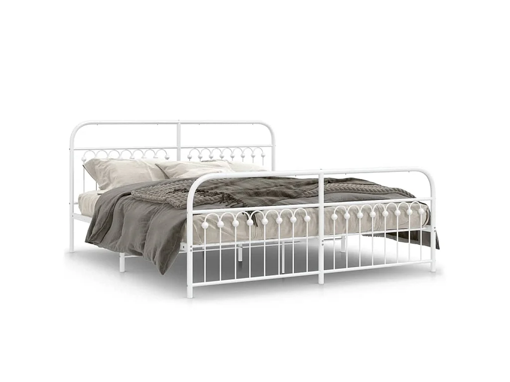 Bedframe met hoofd- en voeteneinde metaal wit 183x213 cm