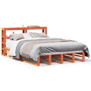 Bedframe zonder matras massief grenenhout wasbruin 135×190 cm Bedframe zonder matras massief grenenhout wasbruin 135×190 cm