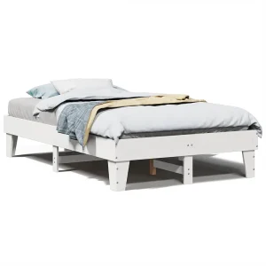 Bedframe zonder matras massief grenenhout wit 120×200 cm