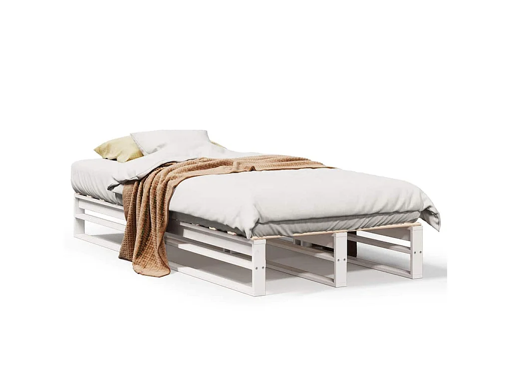 Bedframe zonder matras massief grenenhout wit 90x200 cm