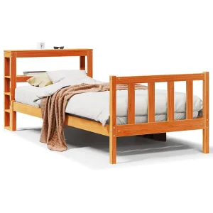 Bedframe met hoofdbord massief grenenhout wasbruin 100×200 cm Bedframe met hoofdbord massief grenenhout wasbruin 100×200 cm