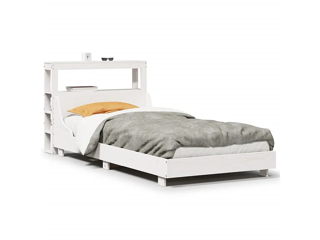 Bedframe zonder matras massief grenenhout wit 90x200 cm