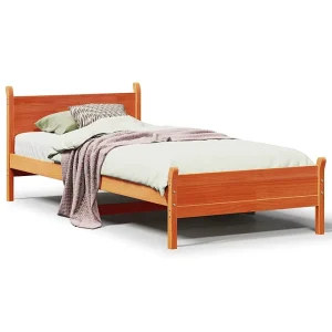 Bedframe zonder matras massief grenenhout wasbruin 75×190 cm Bedframe zonder matras massief grenenhout wasbruin 75×190 cm