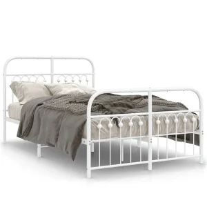 Bedframe met hoofd- en voeteneinde metaal wit 120 x 190 cm Bedframe met hoofd- en voeteneinde metaal wit 120 x 190 cm
