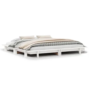 Bedframe zonder matras massief grenenhout wit 160×200 cm Bedframe zonder matras massief grenenhout wit 160×200 cm