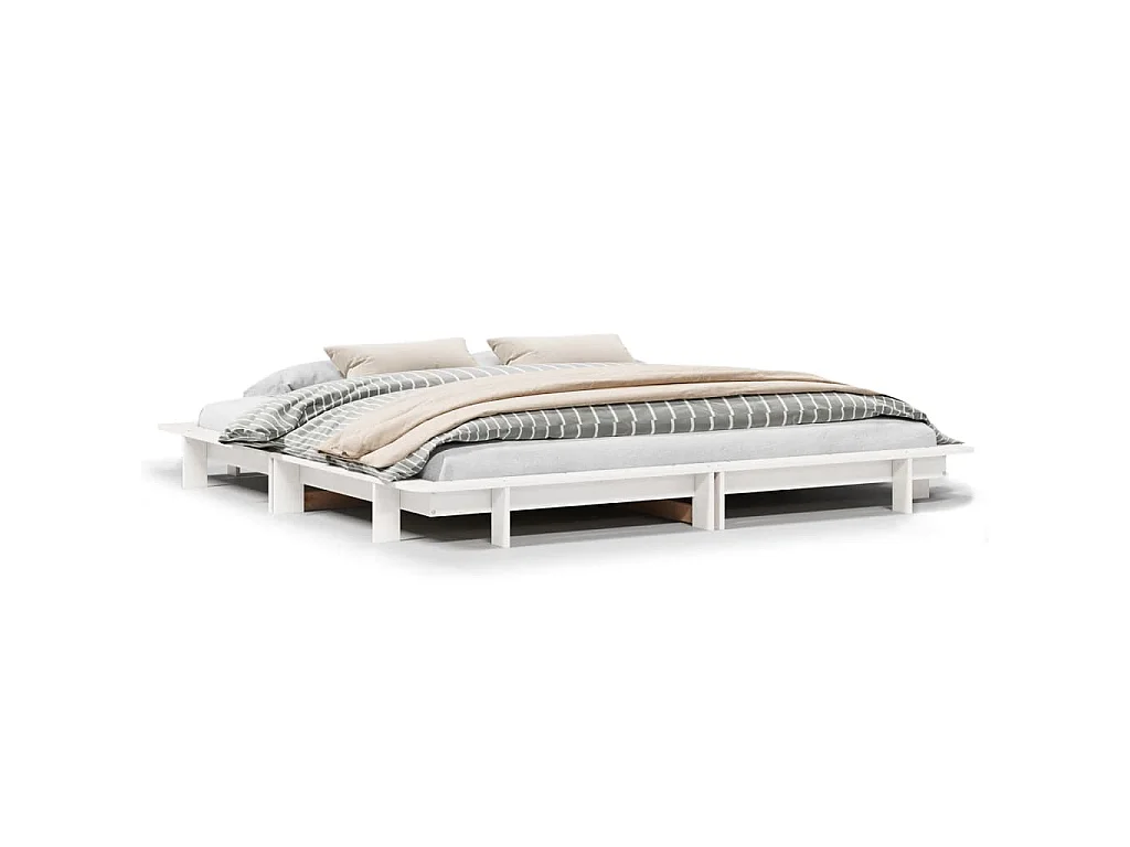 Bedframe zonder matras massief grenenhout wit 160x200 cm