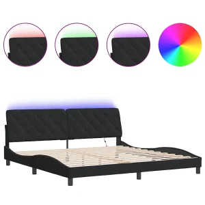 Bedframe met LED zonder matras fluweel zwart 200×200 cm Bedframe met LED zonder matras fluweel zwart 200×200 cm