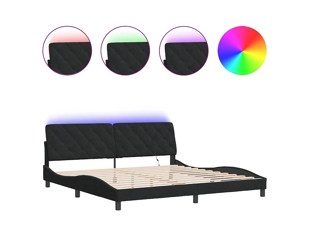 Bedframe met LED zonder matras fluweel zwart 200x200 cm