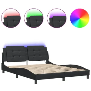 Bedframe met LED zonder matras "Zadar" zwart 160×200 cm Bedframe met LED zonder matras "Zadar" zwart 160×200 cm