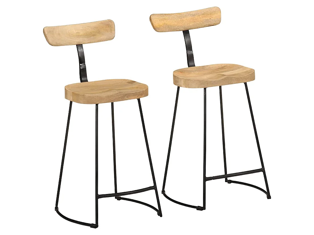 Barkrukken 2 st 49x43x88 cm massief mangohout