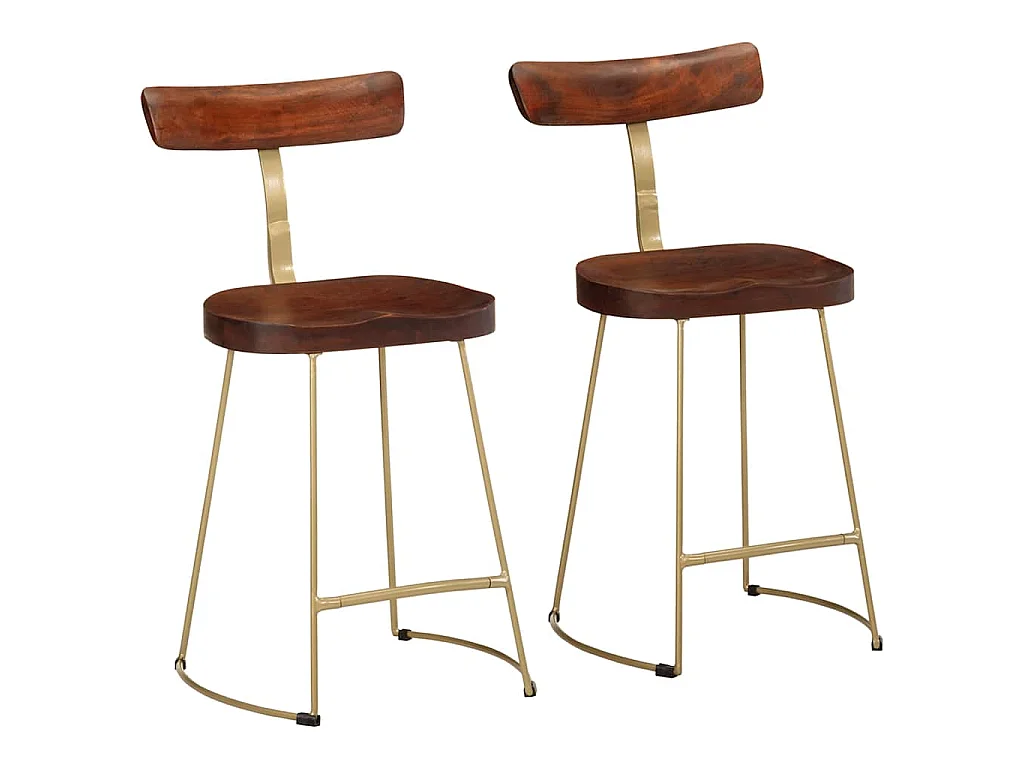 Barkrukken 2 st 49x43x79 cm massief mangohout