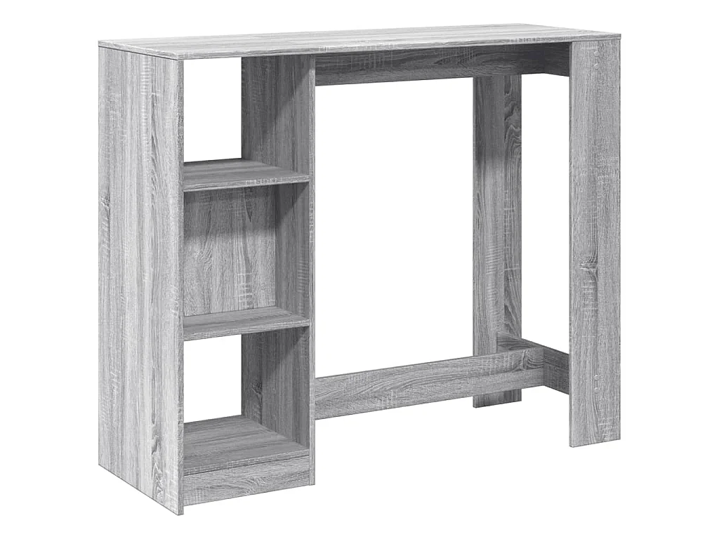 Bartafel met schap 124x46x103,5 cm bewerkt hout grijs sonoma