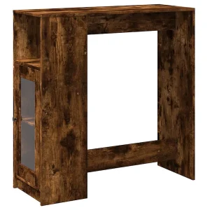 Bartafel met rekken 101x40x103,5 cm bewerkt hout gerookt eiken Bartafel met rekken 101x40x103,5 cm bewerkt hout gerookt eiken