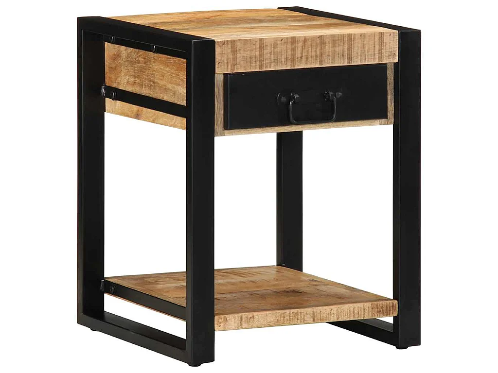 Bijzettafel 40x40x50 cm massief ruw mangohout