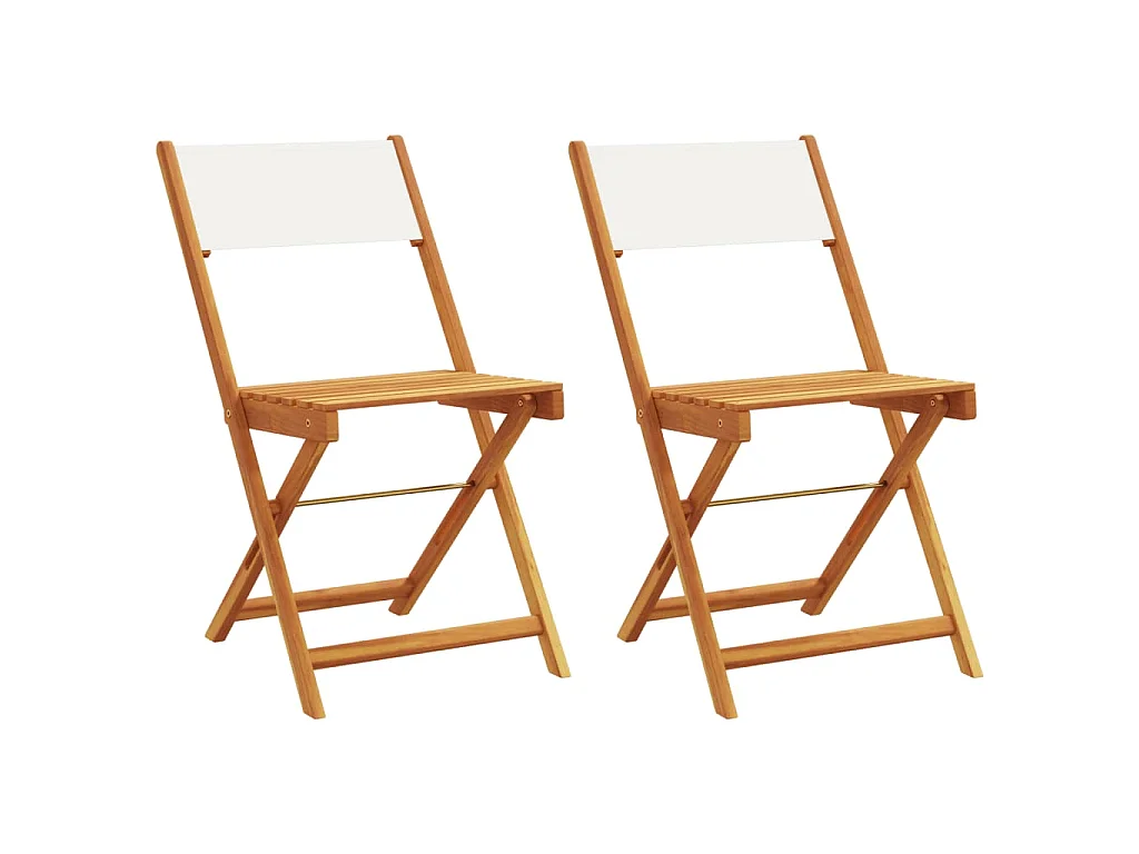 Bistrostoelen 2 st massief acaciahout en stof crèmewit